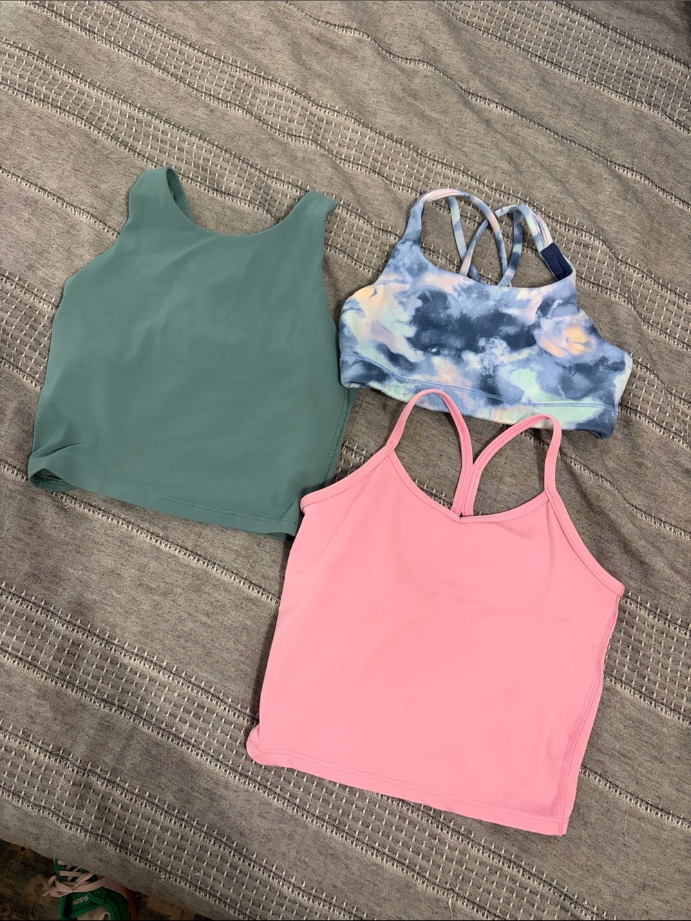 Athleta Girls Tank & Sports Bra Set - Pink, Teal, Blue Tie-Dye